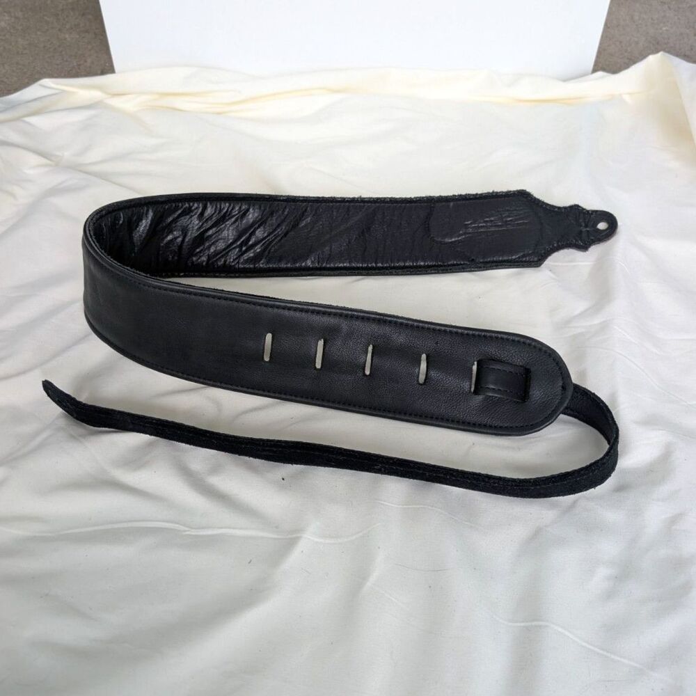 Franklin Strap 3" Padded Glove Leather Black Guitar Strap Made in USA